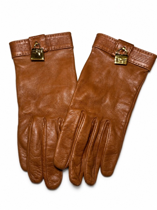 Hermes Accessories - Hermès Kelly Cadenas Leather Gloves Padlock Gold Hardware Tan Brown